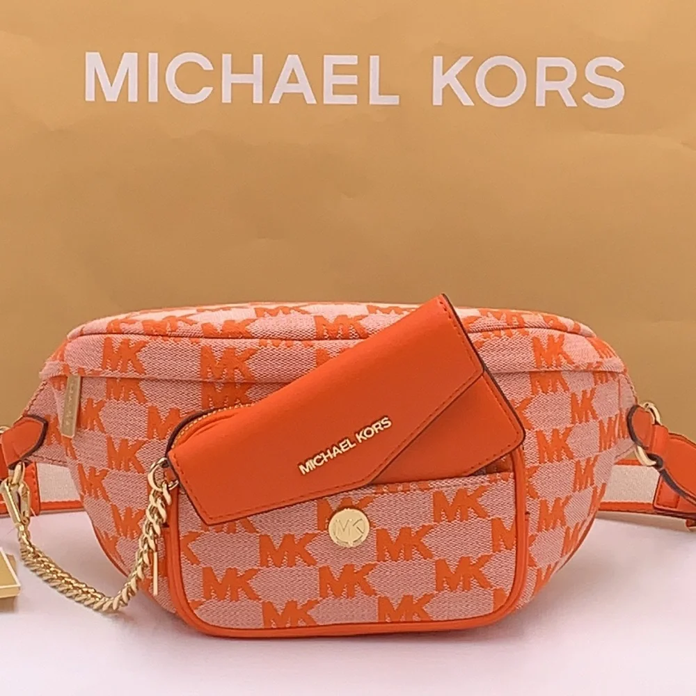 MICHAEL KORS Maisie Large Logo 2-in-1 Sling Waist Fanny Pack Crossbody Poppy NWT - Picture 2 of 16